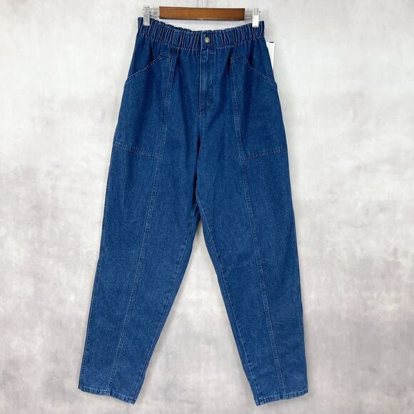 Vtg 80s Lord Isaacs Womens Jeans Sz 14 Gemini Barrel Leg‎ Seamed Bareback Retro - Picture 1 of 12